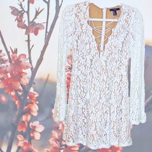 Forever 21 white lace long sleeve dress
